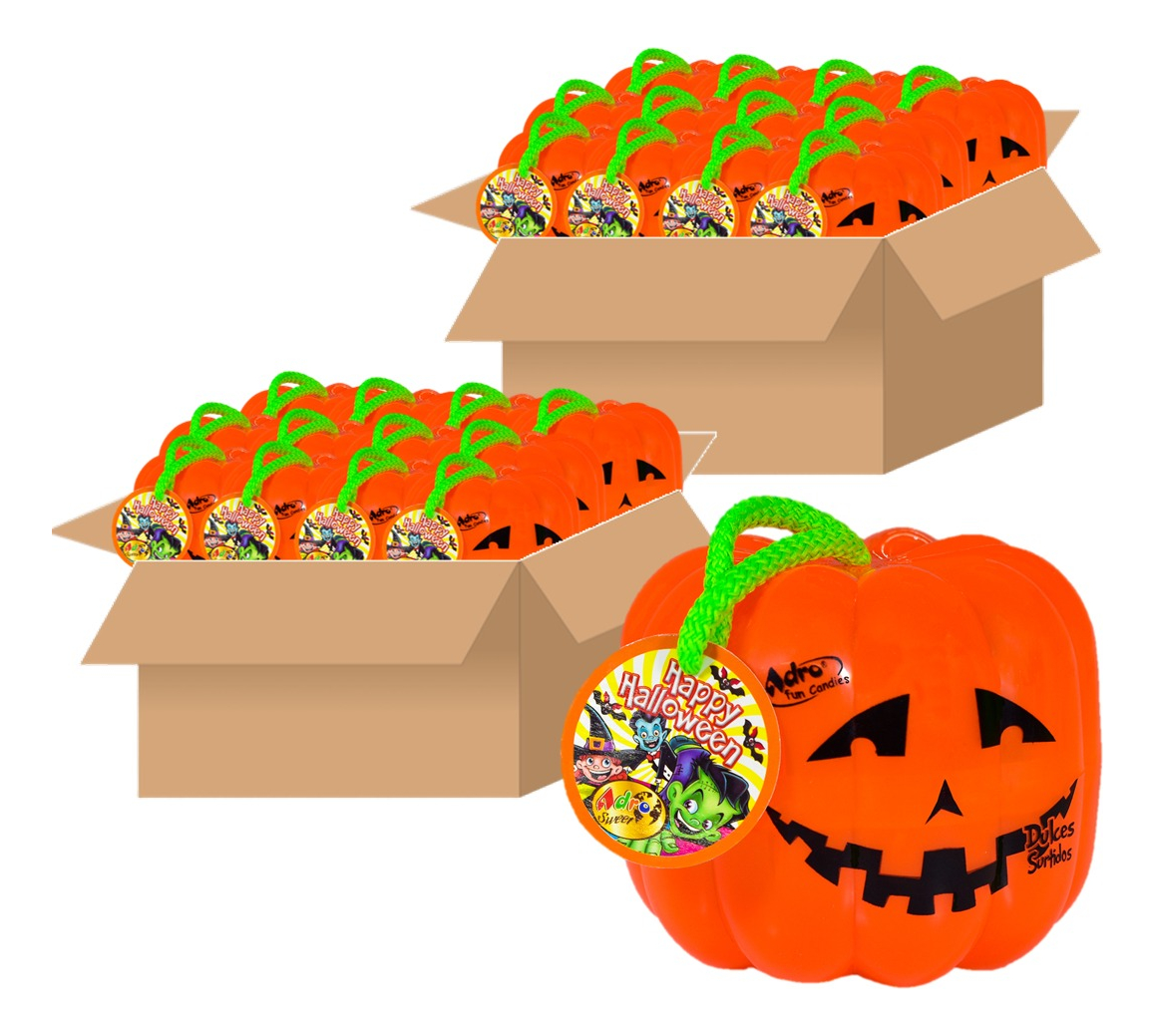 Calabaza Halloween Acrilica Con Dulces Adro 50 g X 24 Uds